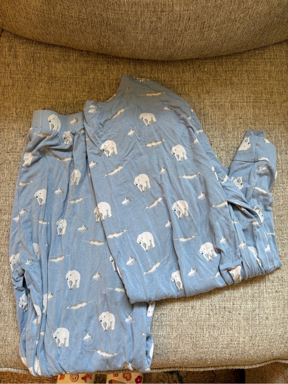 Polar Bear Print Blue Pajama Set